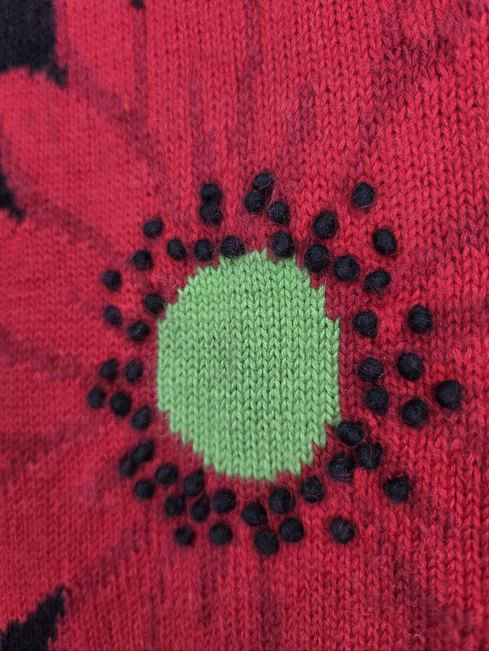 Marisa Christina Daisy Sweater Black Red Floral Short Sleeve XL Garden Party - Picture 3 of 7